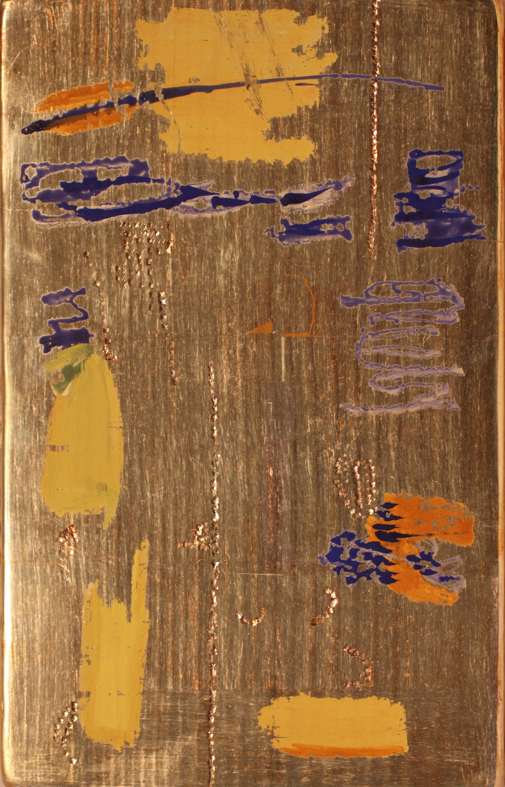 handmade egg tempera and punchwork on 22kt gilded panel 2010 12″ x 7″